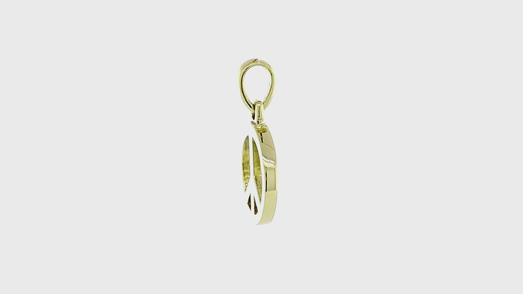 Small Solid Peace Sign Charm Earrings in 14K Yellow Gold