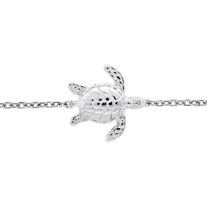 Sea Turtle Bracelet, 7 Inches in 14K White Gold