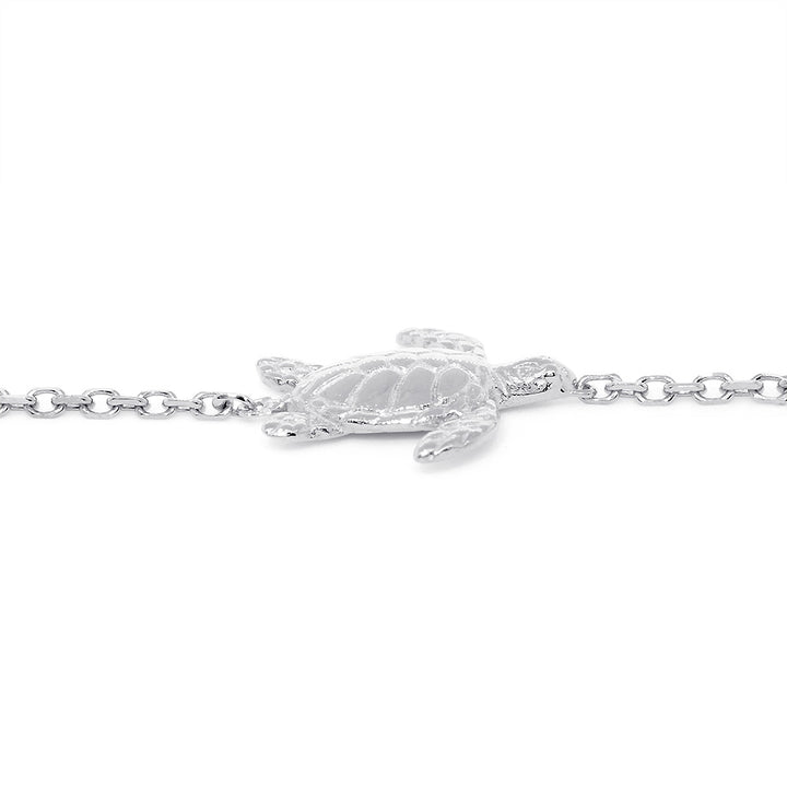 Sea Turtle Bracelet, 7 Inches in 14K White Gold