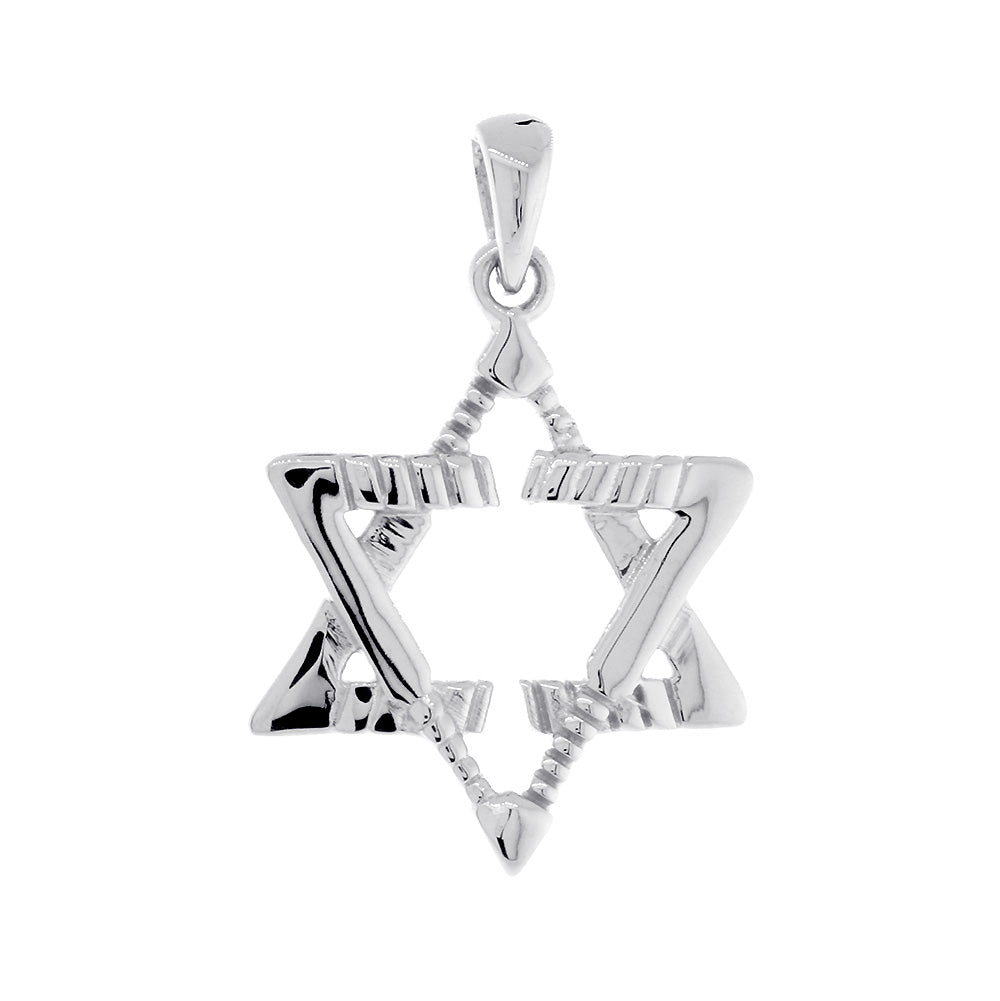 Small Jewish Star of David Goalie Hockey Sticks Charm in Sterling Silver