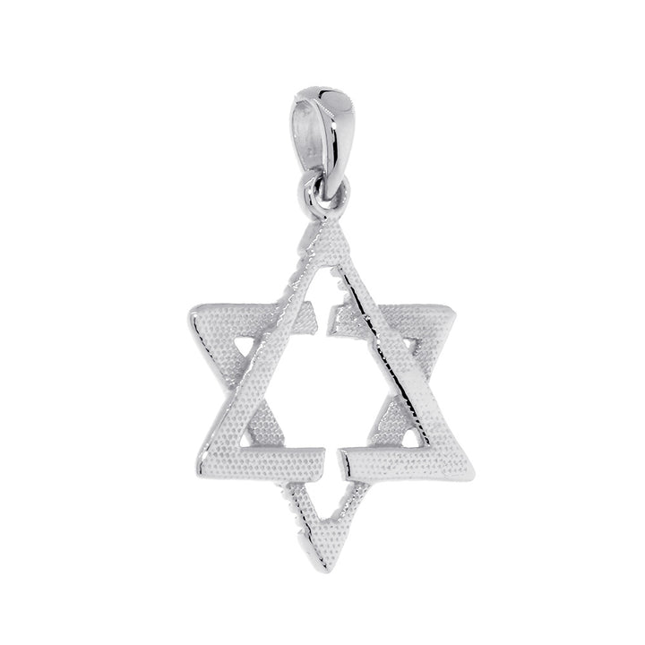 Small Jewish Star of David Goalie Hockey Sticks Charm in Sterling Silver