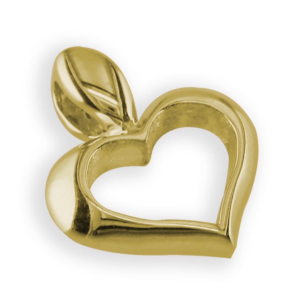 Small Open Heart Charm in 14K Yellow Gold