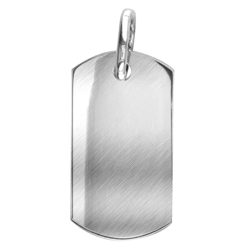 Matte Finish Extra Large Plain, Blank Dog Tag Pendant, Charm in Sterling Silver