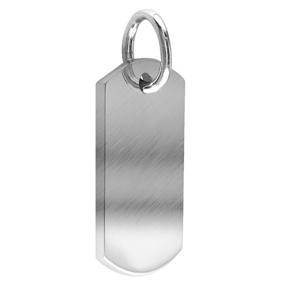 Matte Finish Extra Large Plain, Blank Dog Tag Pendant, Charm in Sterling Silver