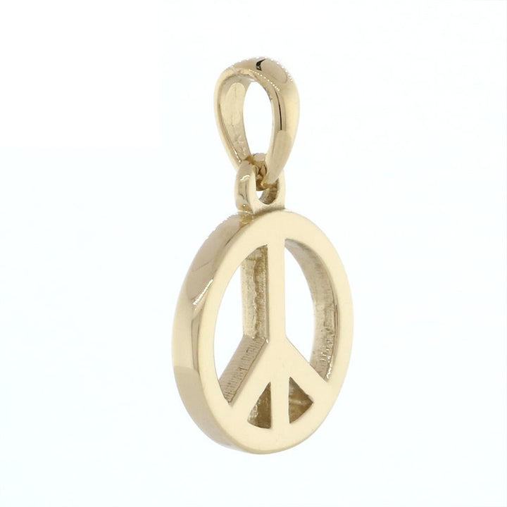 Small Solid Peace Sign Charm in 14K Yellow Gold