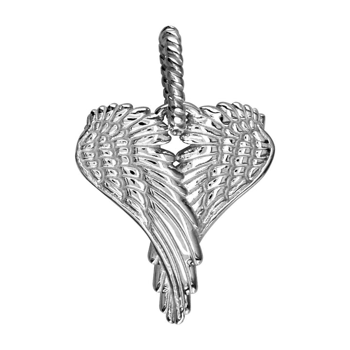 Large Angel Heart Wings, Wings Of Love, 21mm in Sterling Silver