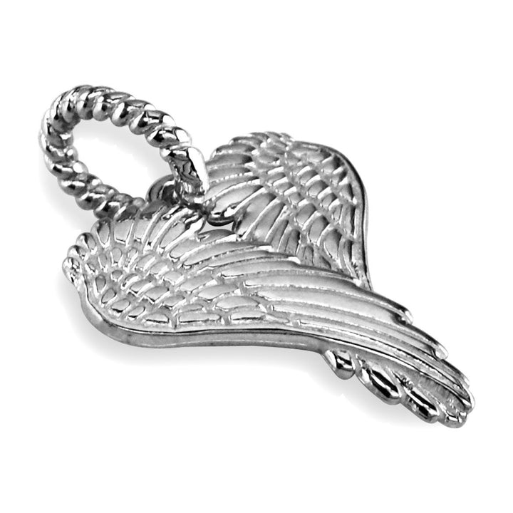 Large Angel Heart Wings, Wings Of Love, 21mm in Sterling Silver