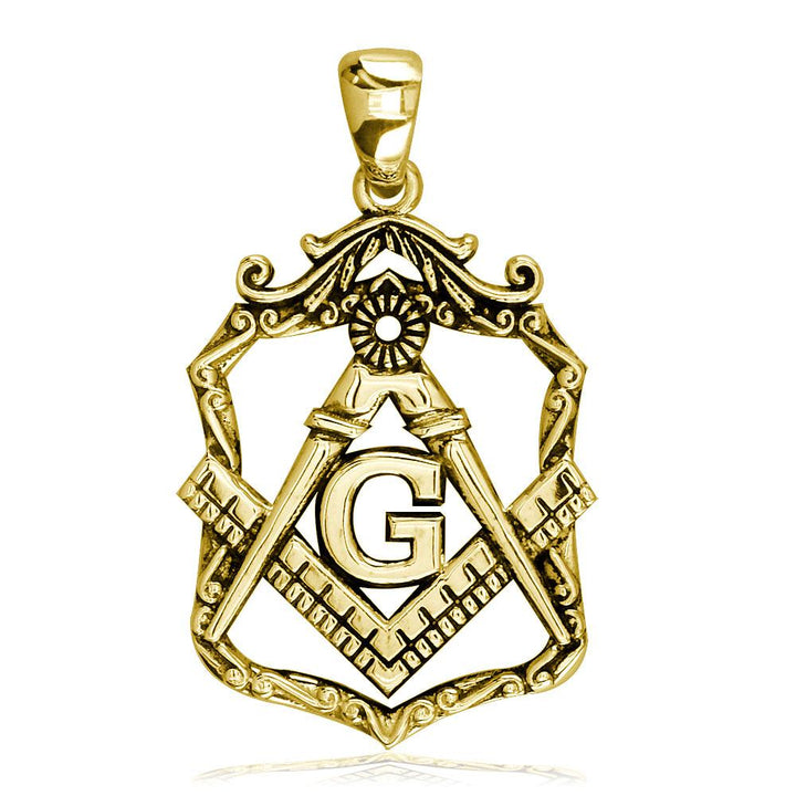 Large Open Masonic Initial G Charm in 18k Yellow Gold