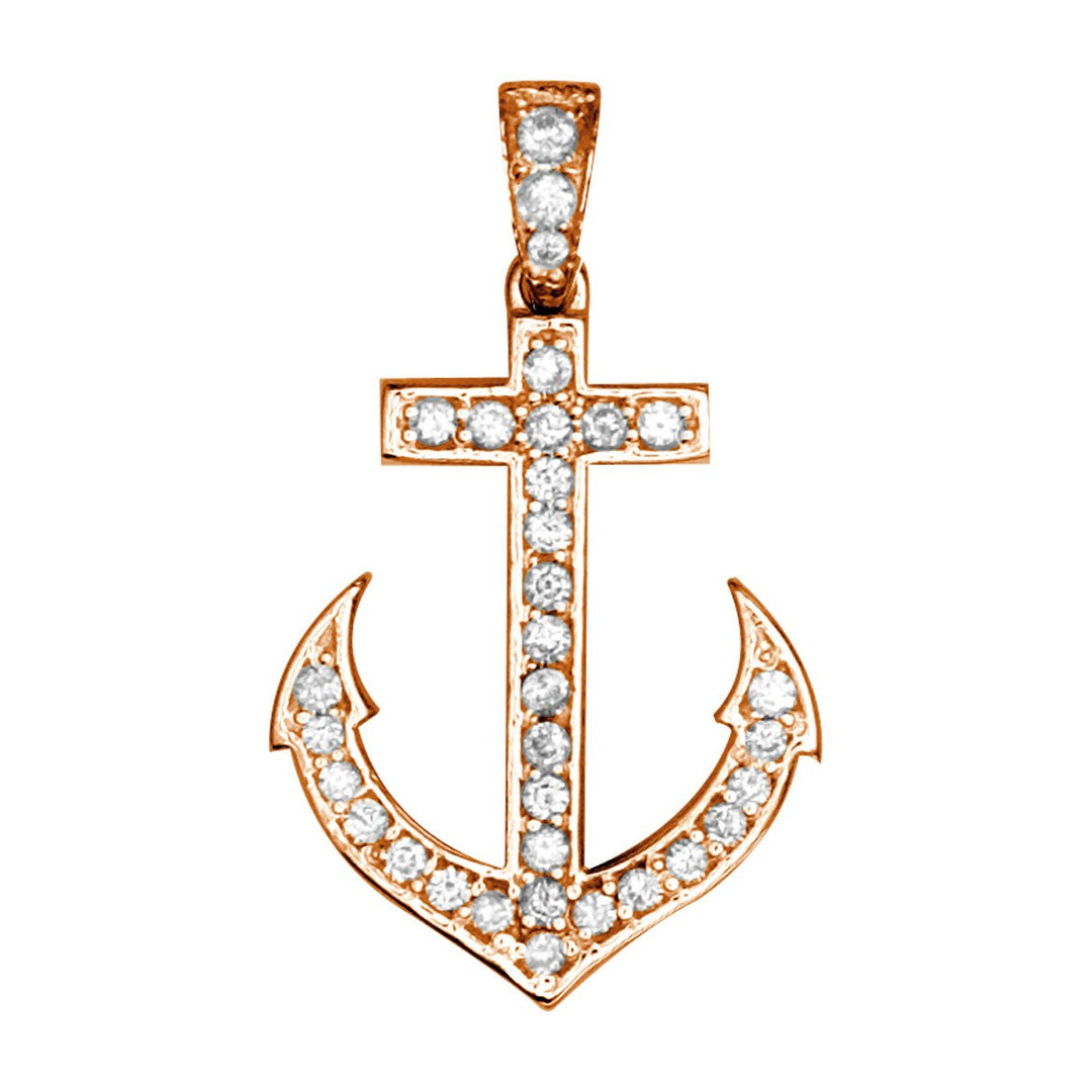 Small Diamond Anchor Charm in 18k Pink Gold