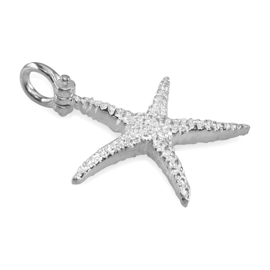 Small Thin Starfish Charm in Sterling Silver