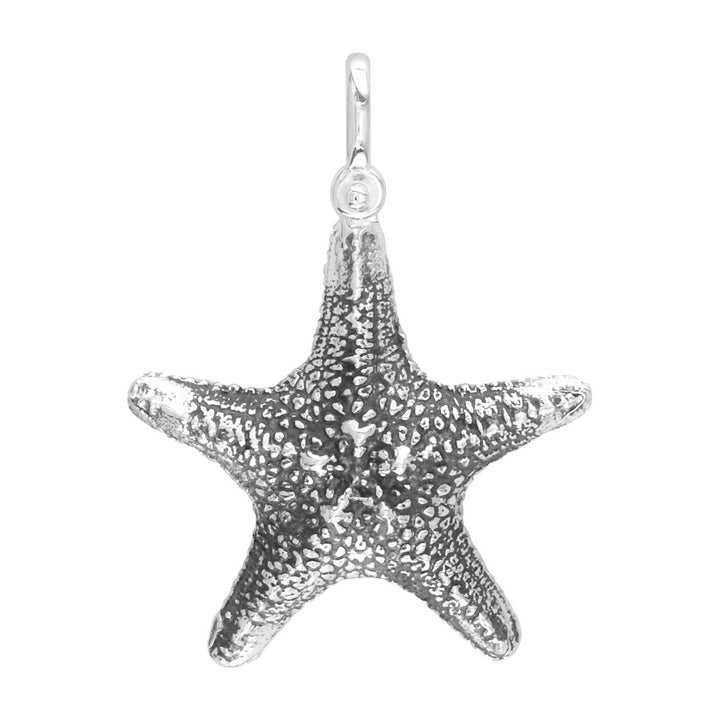 Small Cushion Sea Star Charm in Sterling Silver with Black