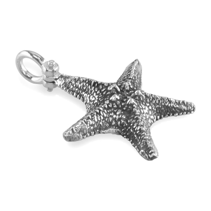 Small Cushion Sea Star Charm in Sterling Silver with Black