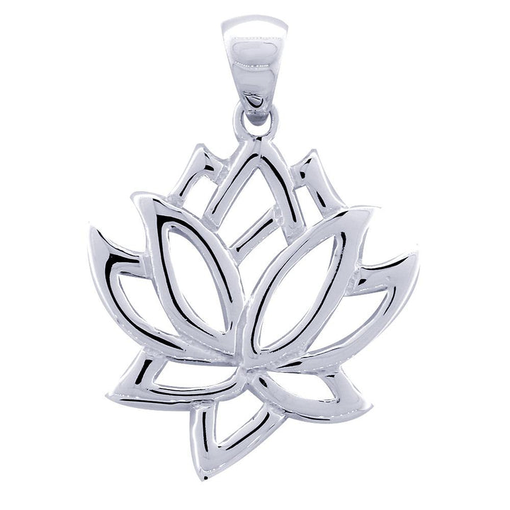 Large Lotus Flower Charm in Sterling Silver