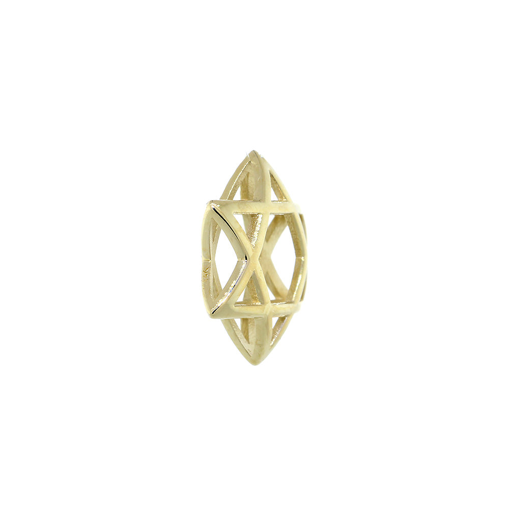 17mm 3D Open Domed Jewish Star of David Charm in 18k Yellow Gold
