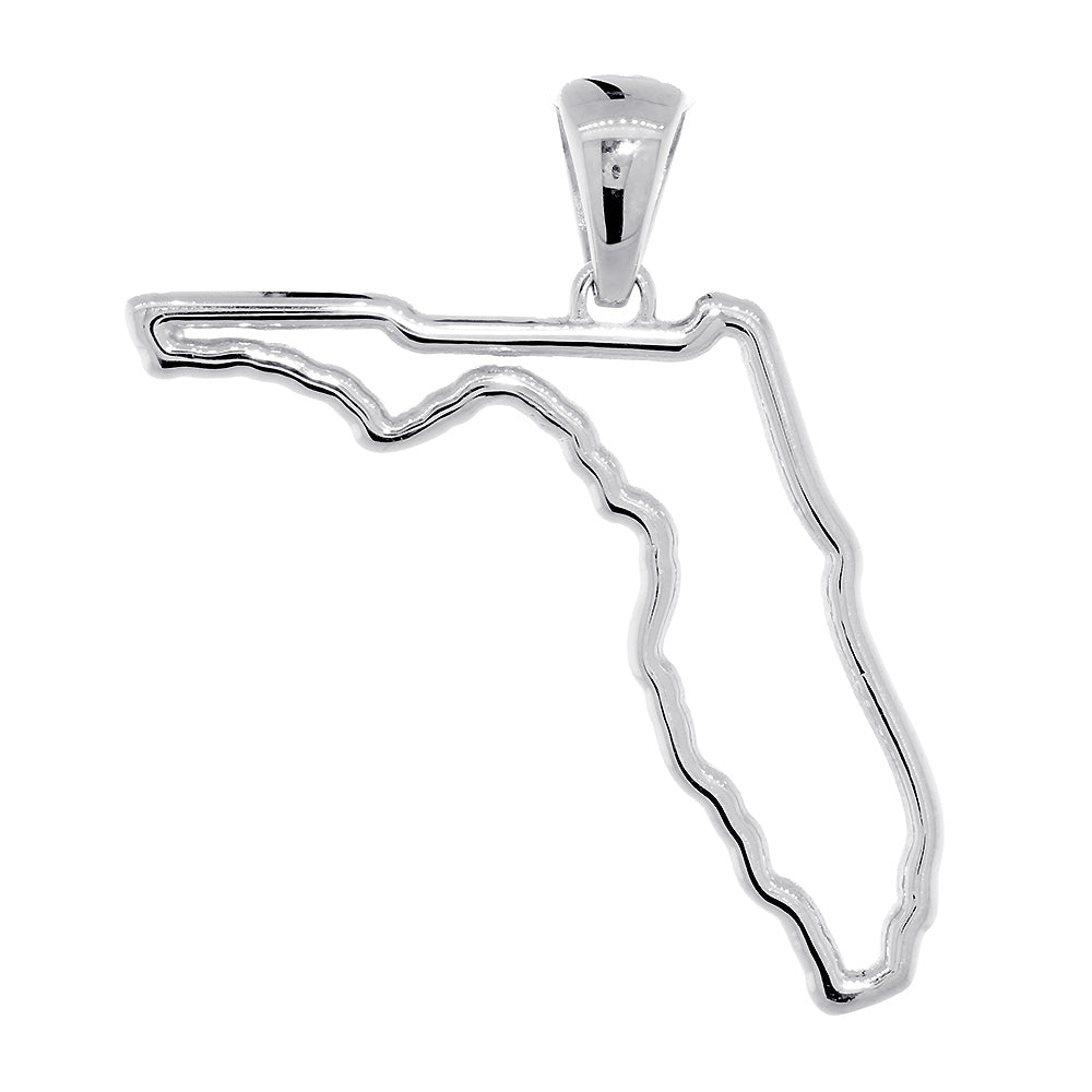 26mm Open State of Florida Charm in Sterling Silver