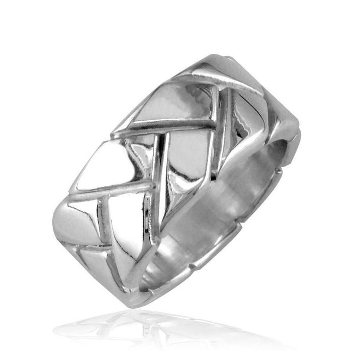 Ladies Woven Wedding Band, 9mm in 14k White Gold