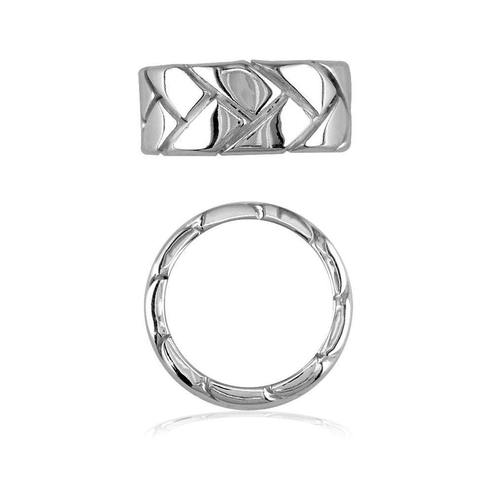 Ladies Woven Wedding Band, 9mm in 14k White Gold