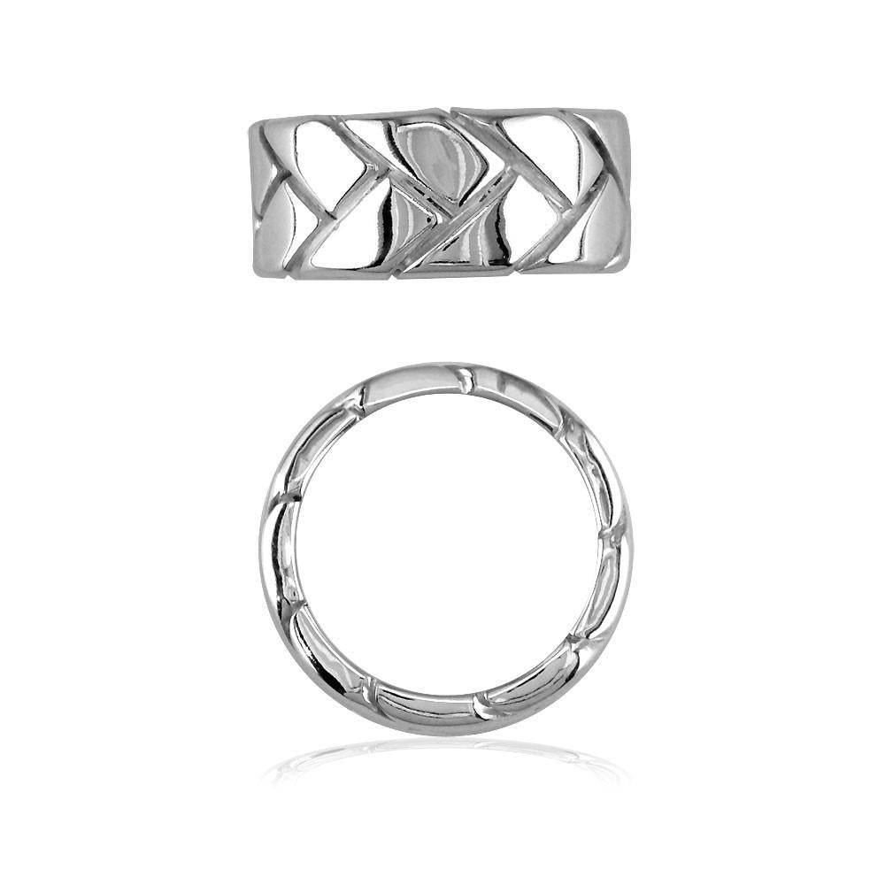 Ladies Woven Wedding Band, 9mm in Sterling Silver