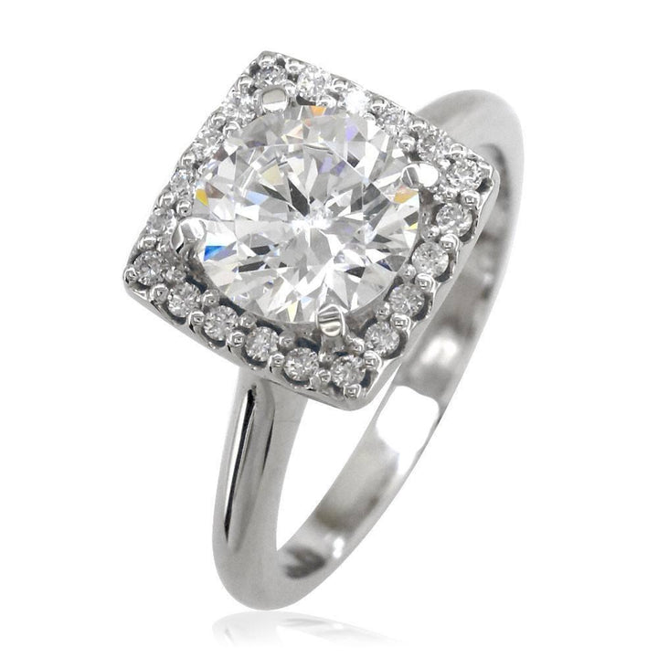 Round Diamond Halo Engagement Ring Setting in 14k White Gold, 0.20CT