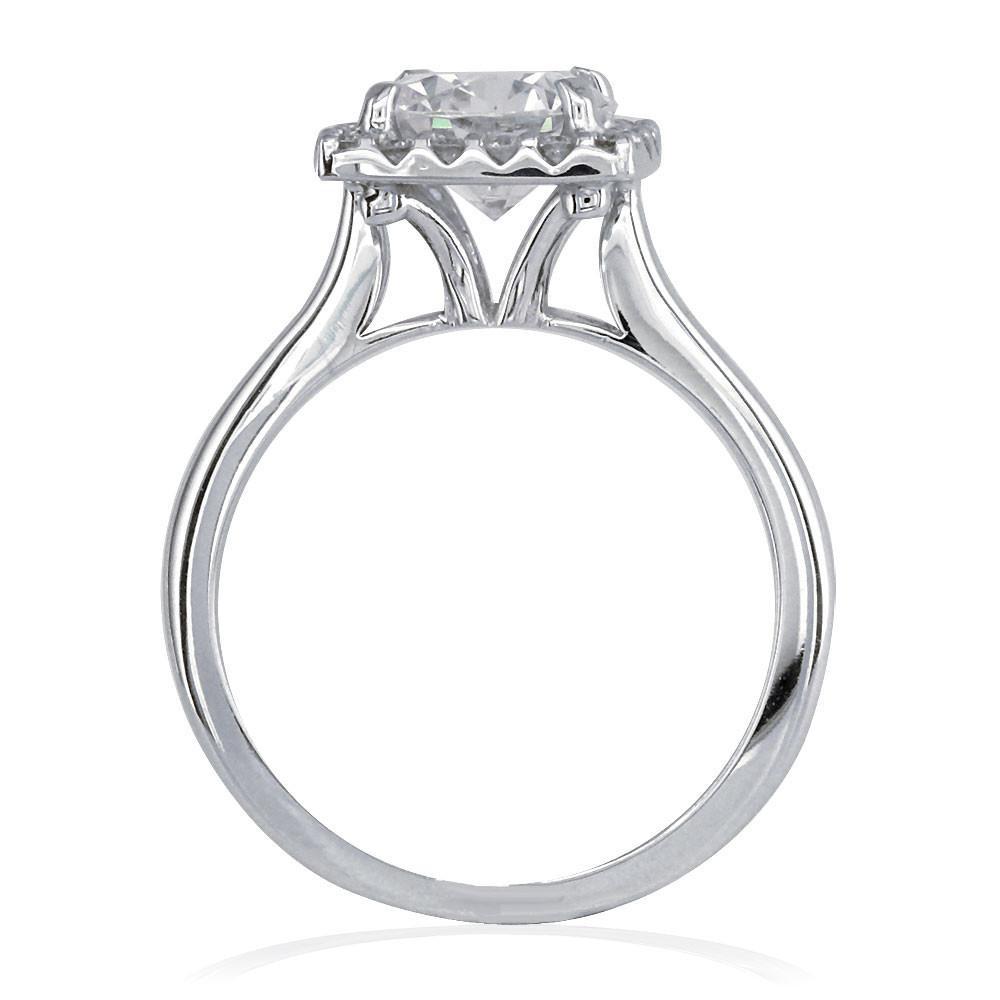 Round Diamond Halo Engagement Ring Setting in 14k White Gold, 0.20CT