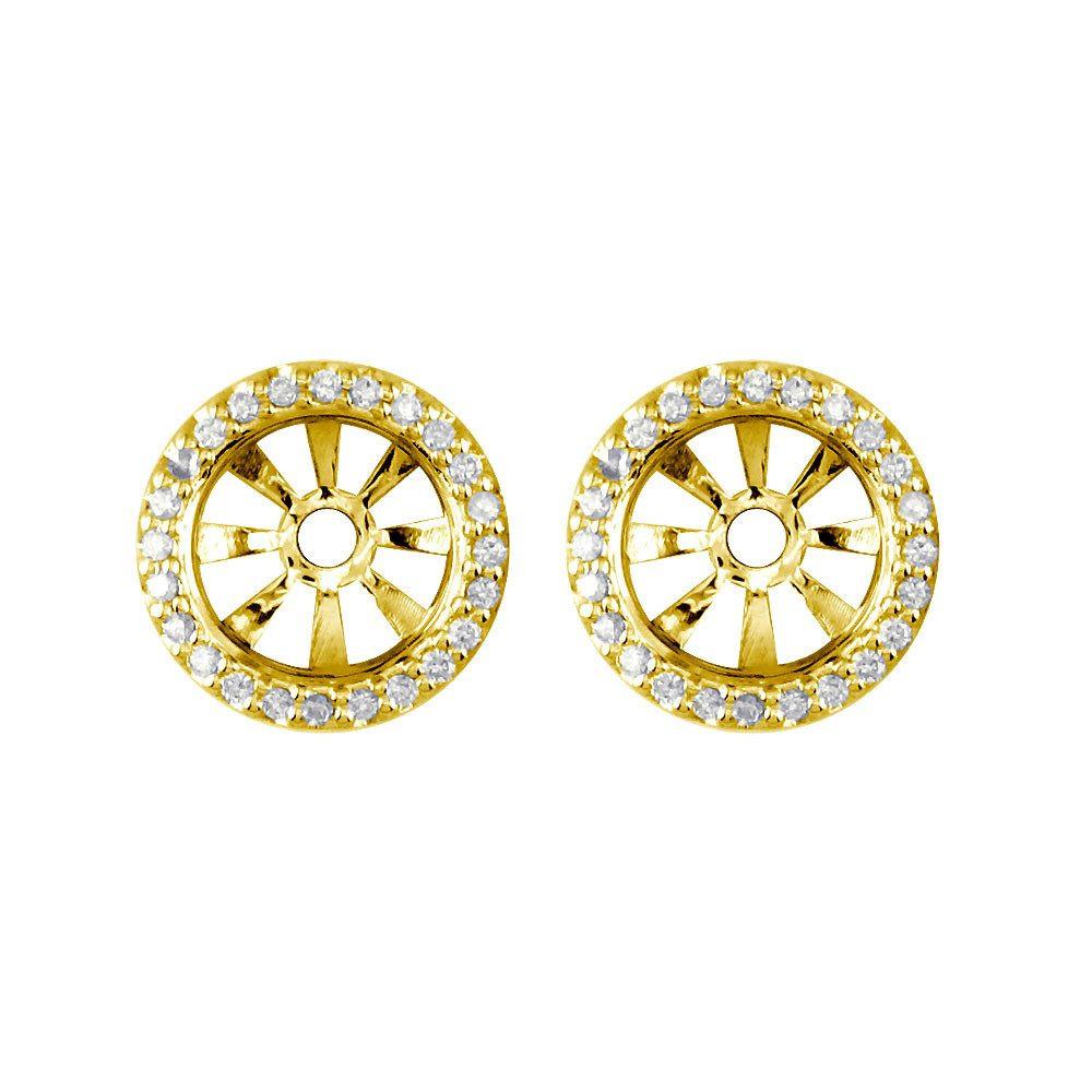 Round Diamond Stud Earring Jackets, 11.7mm in 18k Yellow Gold