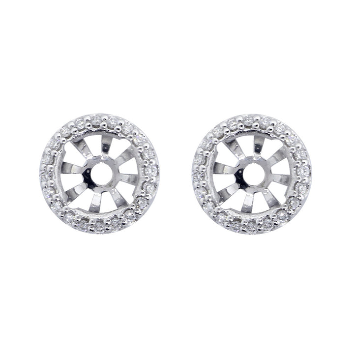 Notched Round Diamond Stud Earring Jackets, 10.5mm in 14k White Gold
