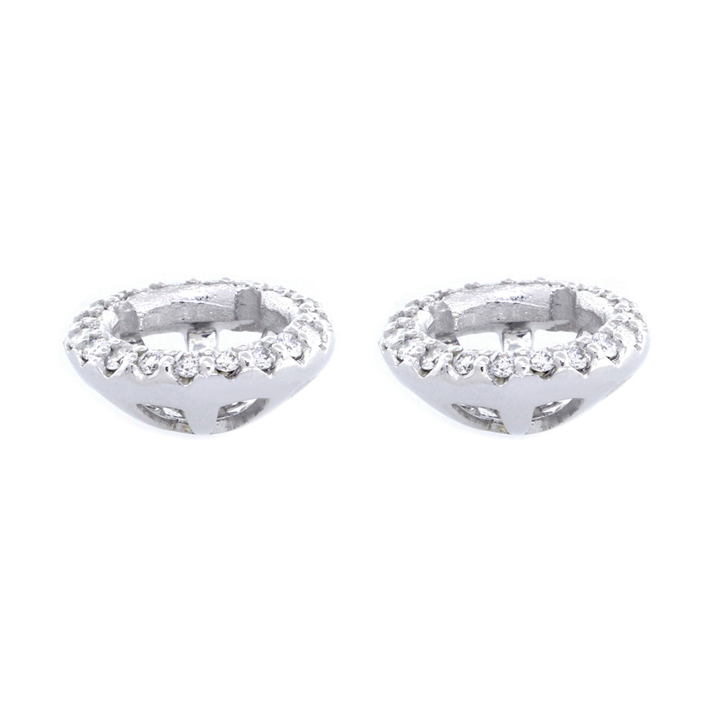 Notched Round Diamond Stud Earring Jackets, 10.5mm in 14k White Gold