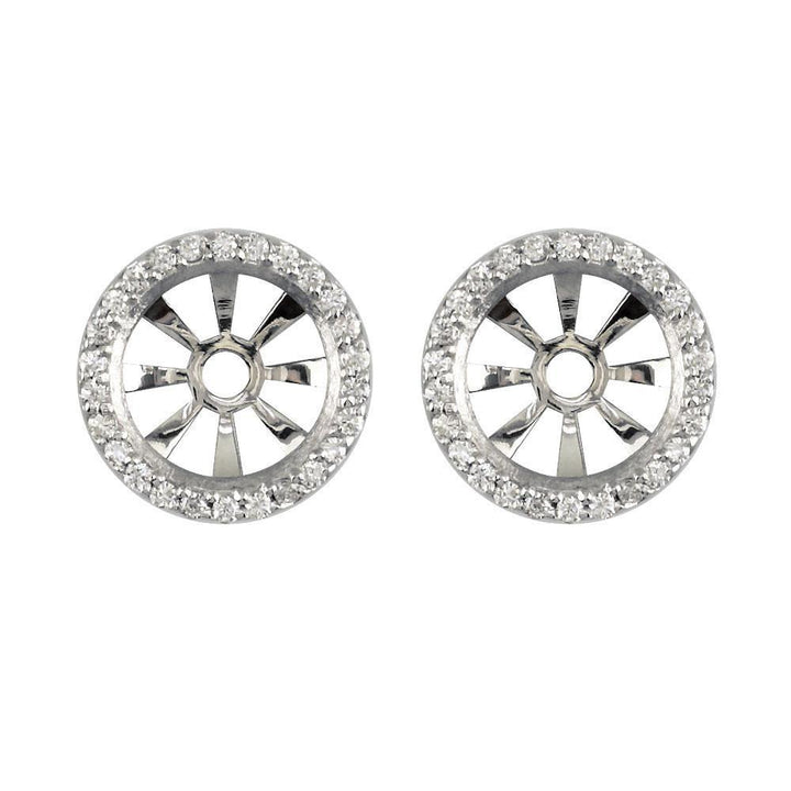 Round Diamond Stud Earring Jackets, 13.2mm in 14k White Gold