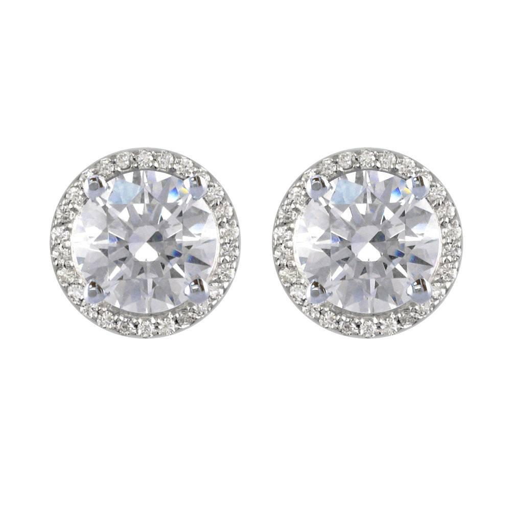 Round Diamond Stud Earring Jackets, 13.2mm in 14k White Gold