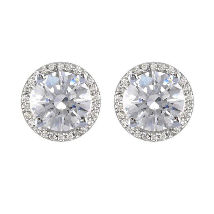 Round Diamond Stud Earring Jackets, 13.2mm in 14k White Gold