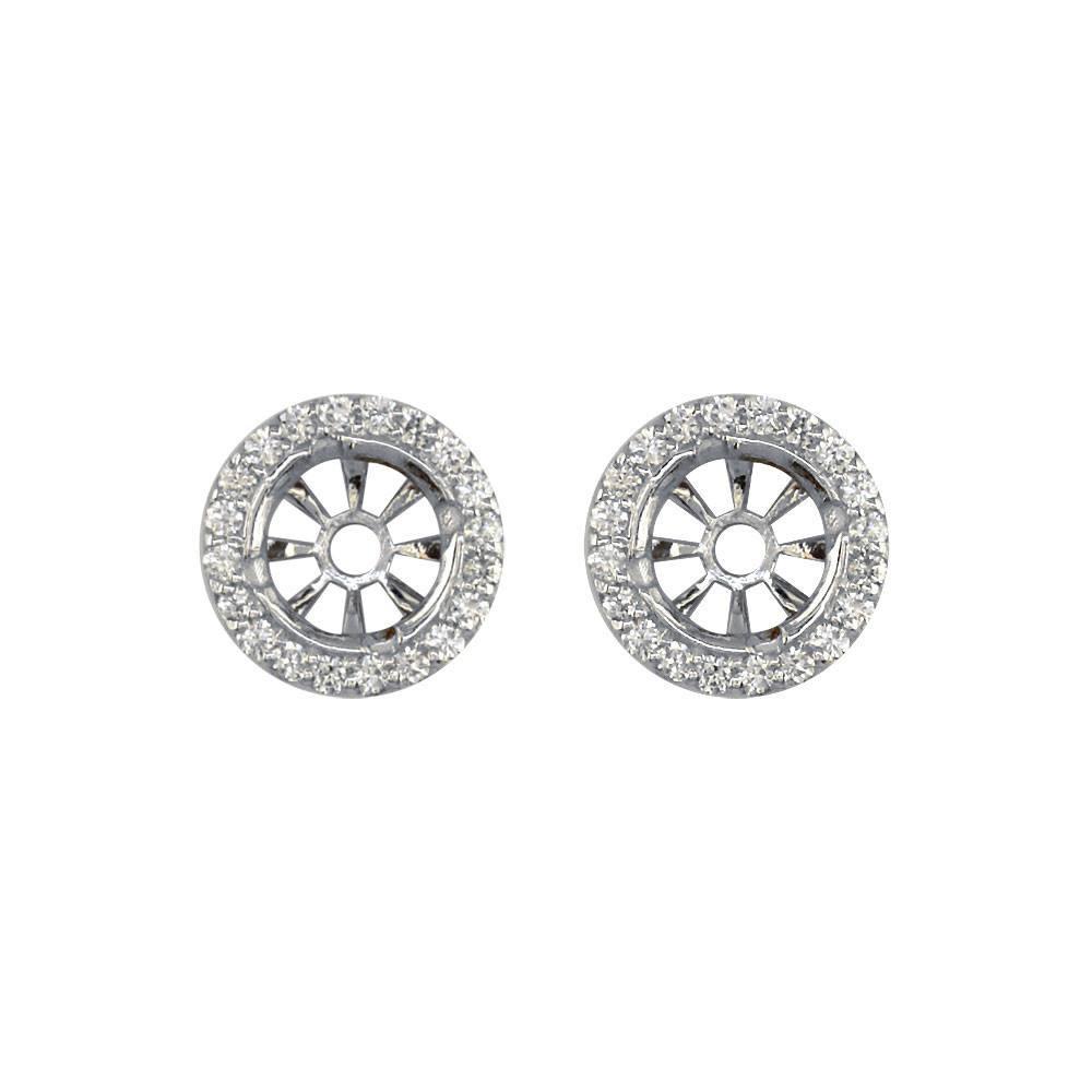 Round Diamond Stud Earring Jackets, 9mm in 14k White Gold