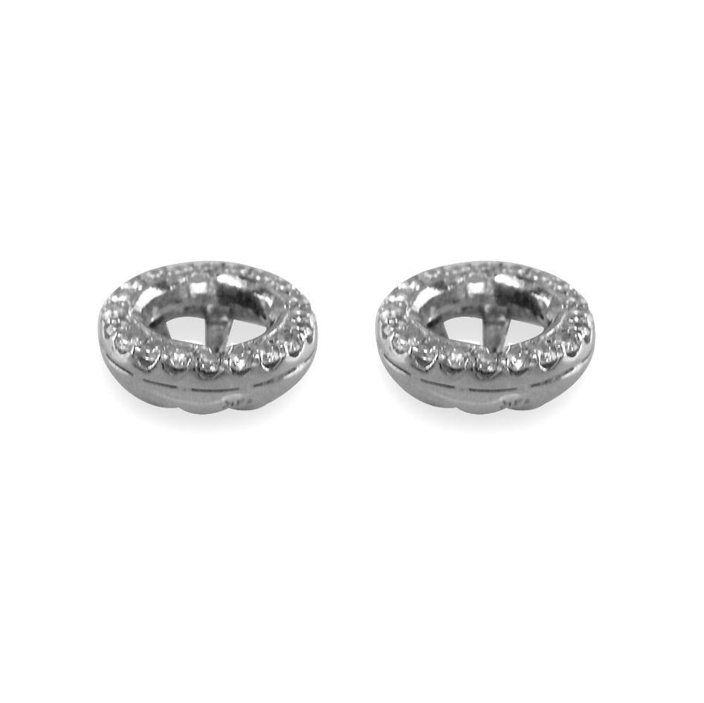 Round Diamond Stud Earring Jackets, 9mm in 14k White Gold