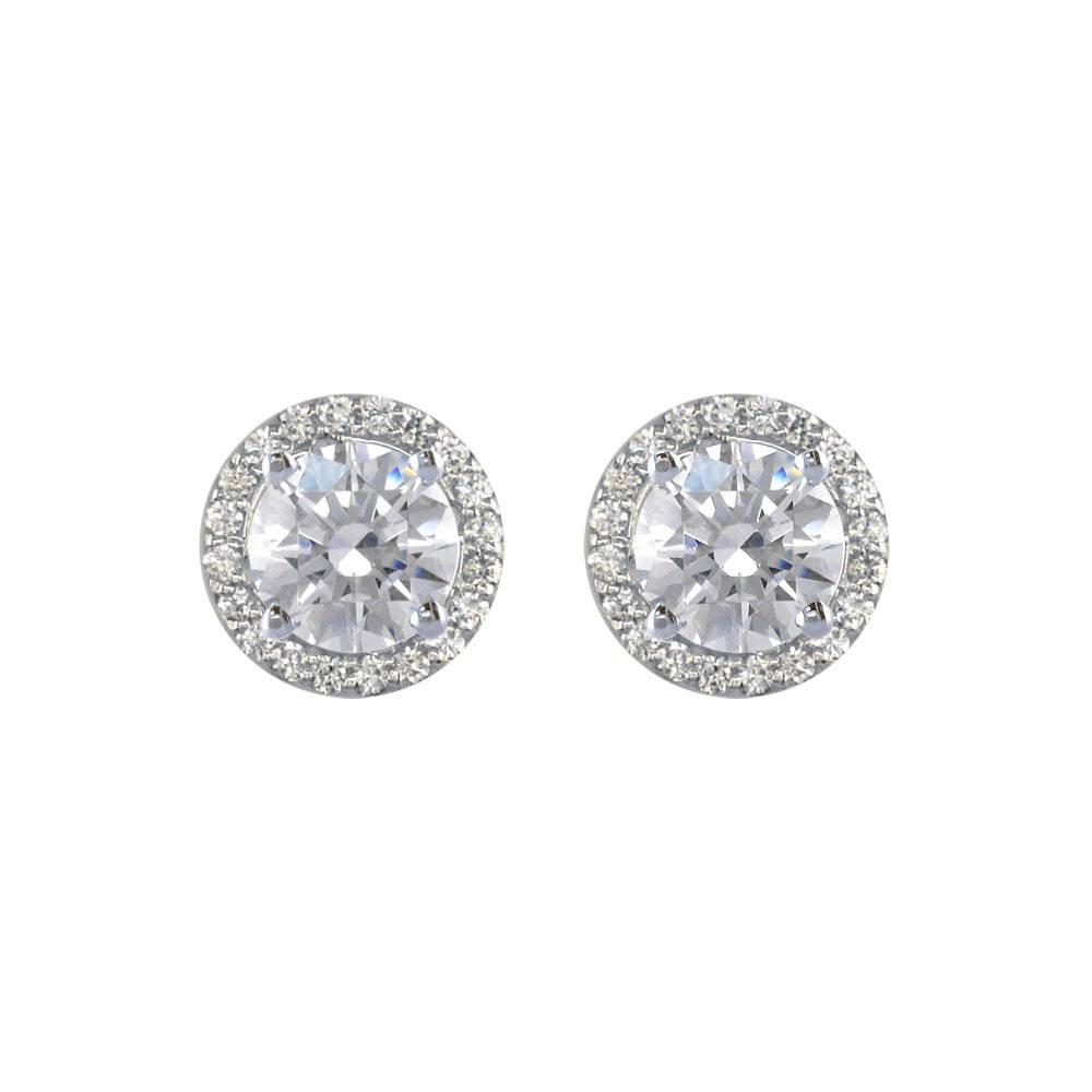 Round Diamond Stud Earring Jackets, 9mm in 14k White Gold