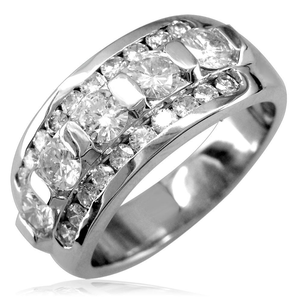 Ladies Wide Channel Set Diamond Band, Rasied Center LR-K0041