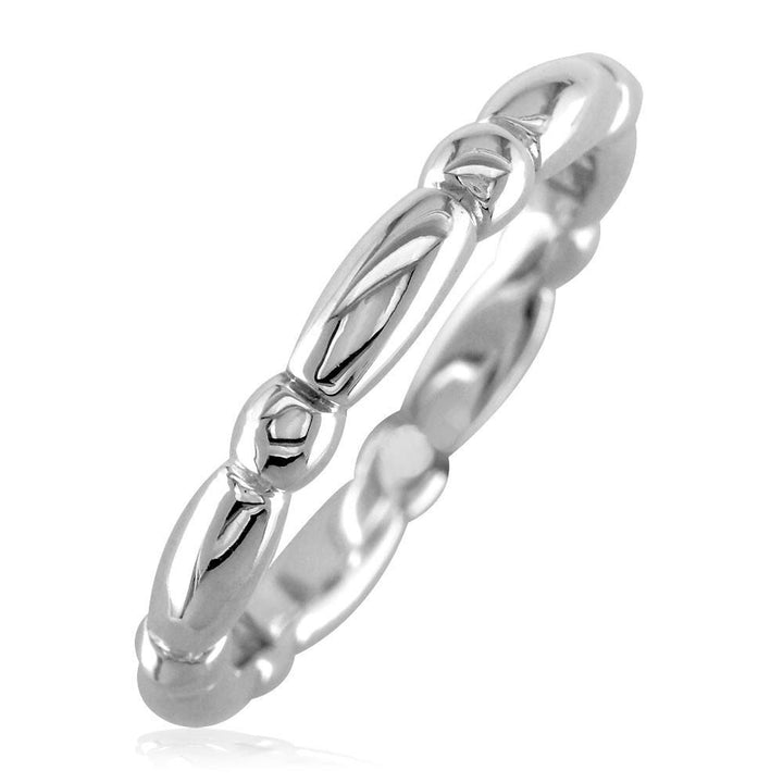 Stackable Bead and Barrel Eternity Band, 3mm in 14k White Gold