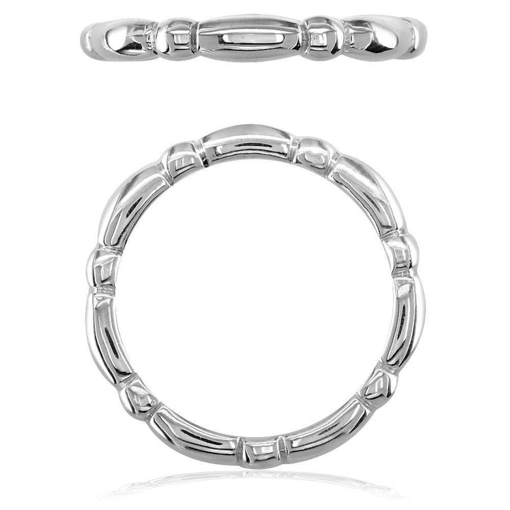 Stackable Bead and Barrel Eternity Band, 3mm in 14k White Gold
