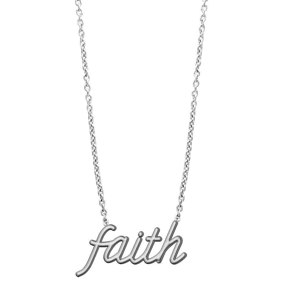 Faith Necklace in 14K White Gold, 17" Total Length