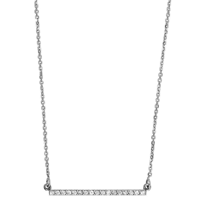 Diamond Bar Necklace, 1 Inch Bar, 0.23CT in 14K White Gold