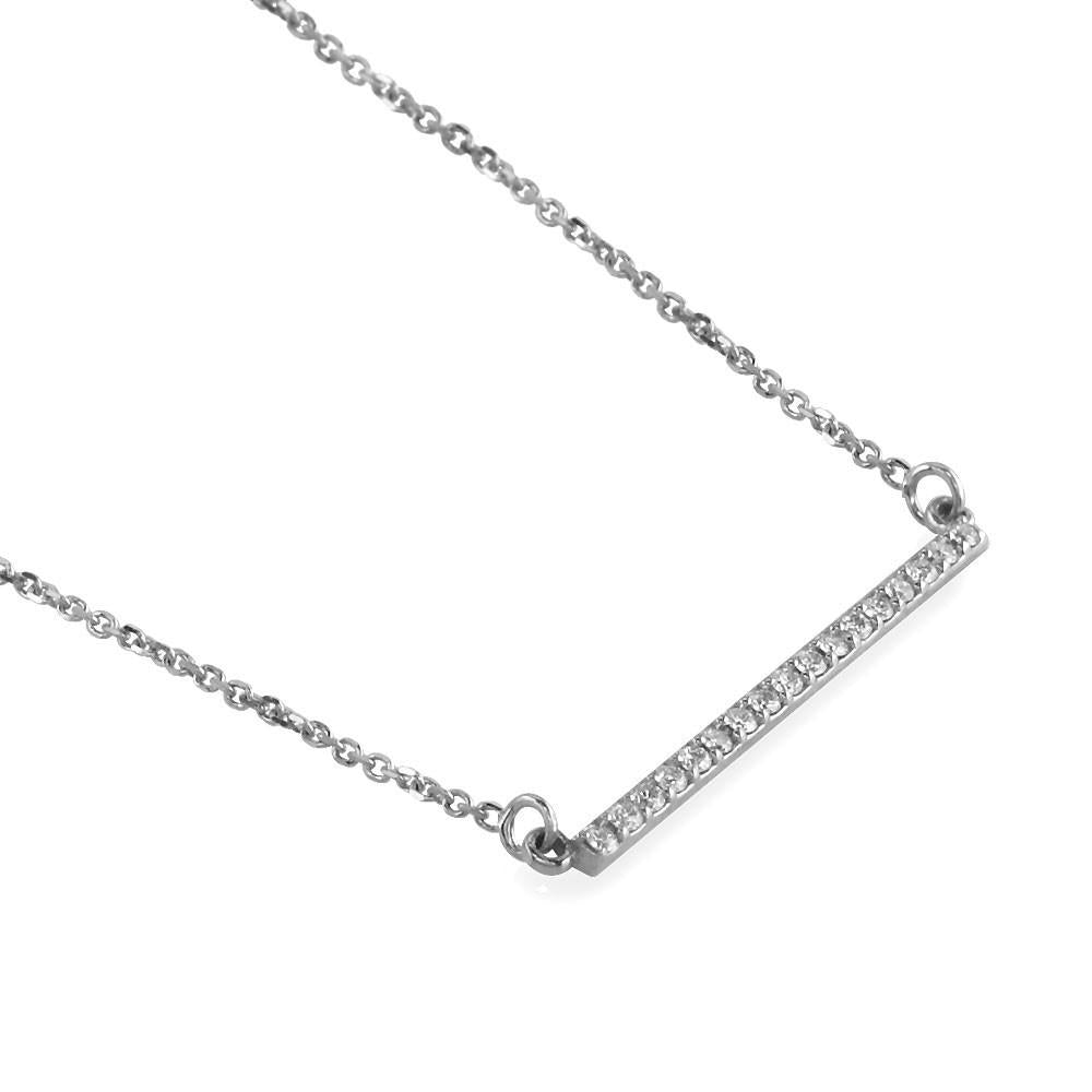 Diamond Bar Necklace, 1 Inch Bar, 0.23CT in 14K White Gold