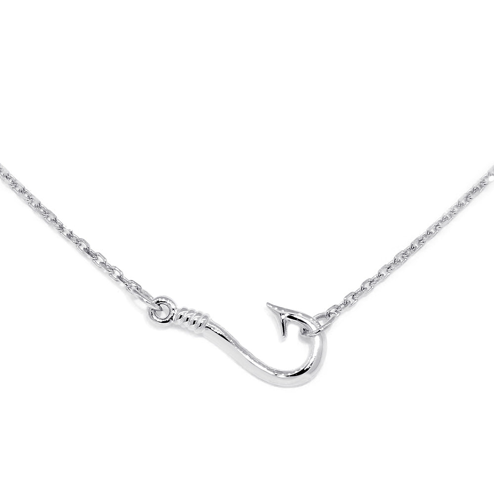 12mm Fishermans Barbed Hook and Knot Fishing Charm Necklace 17 Inches –  Sziro Jewelry
