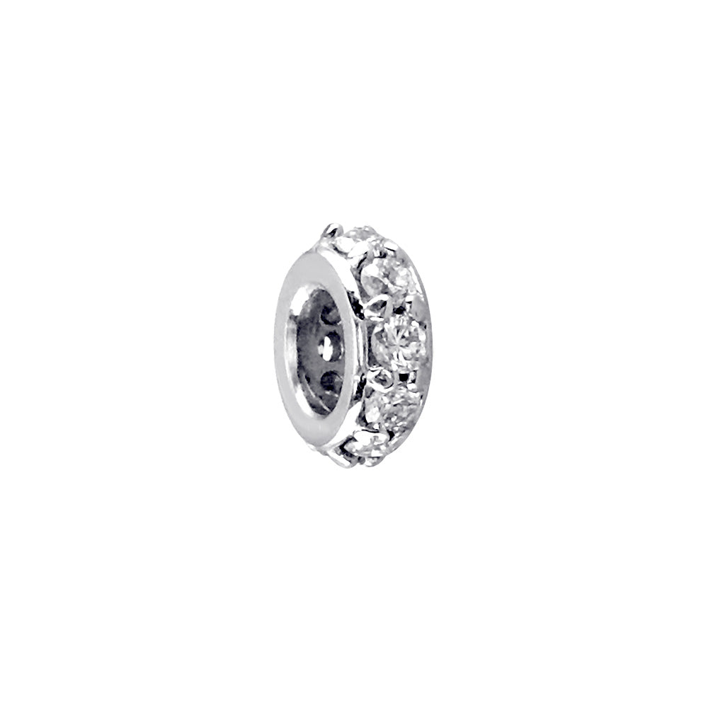 6.5mm Cubic Zirconia Spacer, Roundel in Sterling Silver