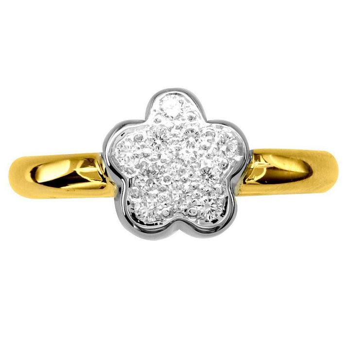 Diamond Flower Ring in 14K White and Yellow Gold