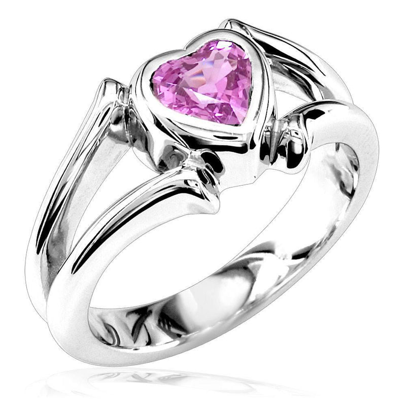 Heart-shaped Pink Sapphire Ring in White Gold