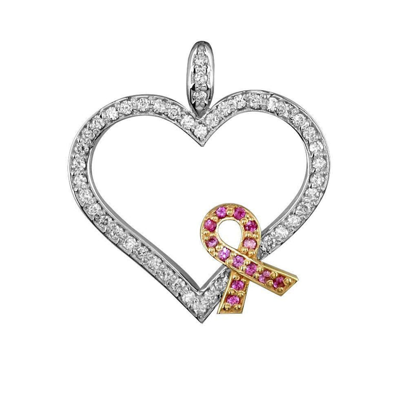 14k Rose Gold and Diamond Breast Cancer Ribbon Necklace - Kat's Ribbon of  Hope