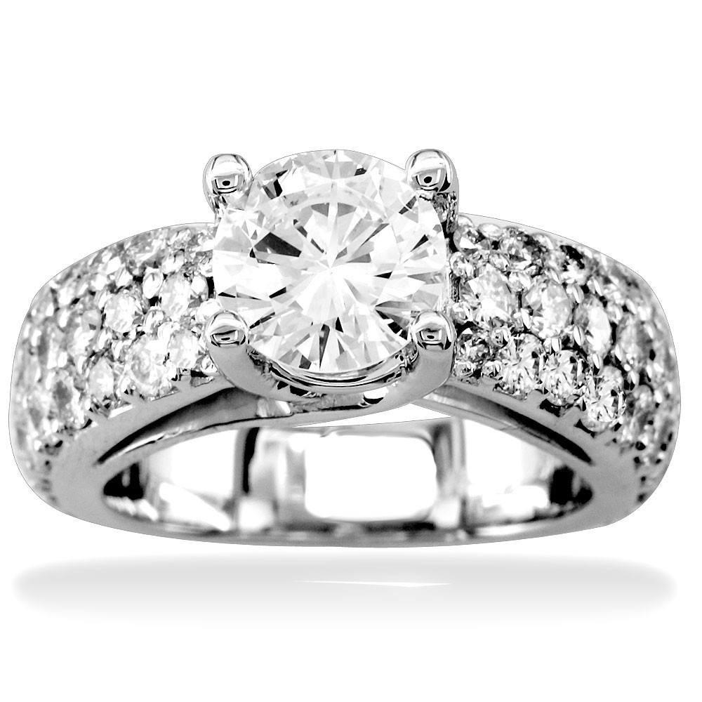 Round Diamond Engagement Ring Setting in 14K White Gold, 1.5CT