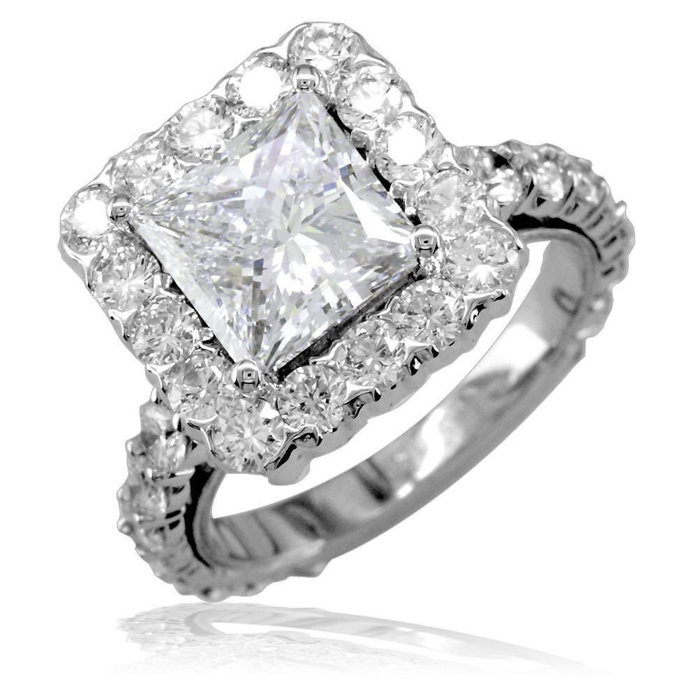 Ladies Princess Cut Diamond Engagement Ring with Bulb Settings LR-Z4026