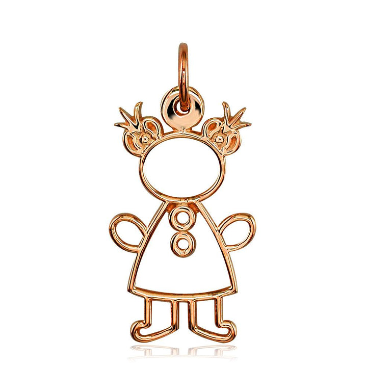 Large Cookie Cutter Girl Charm for Mom, Grandma in 18k Pink Gold