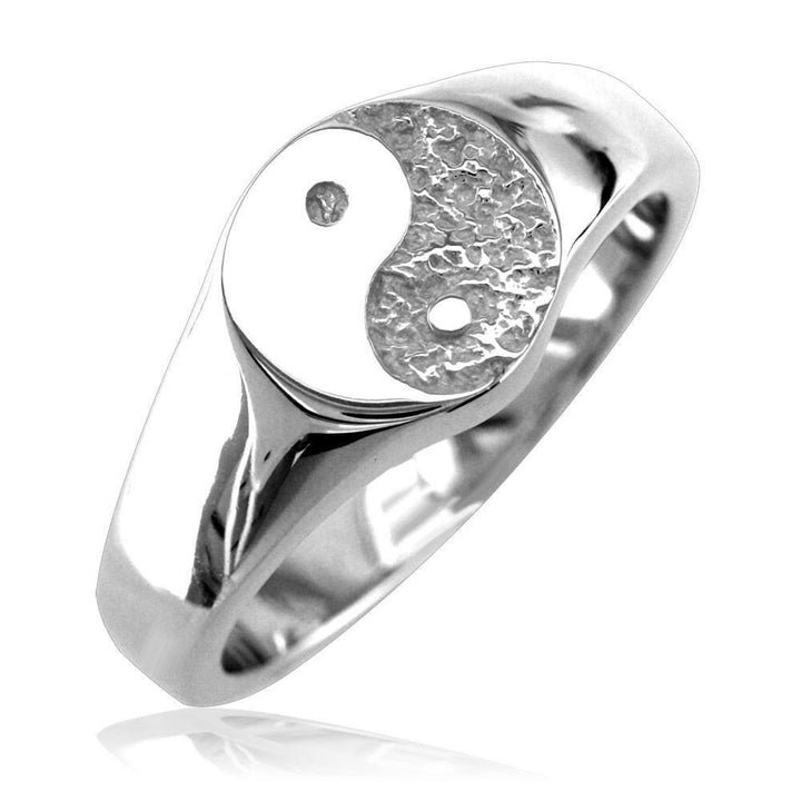 Solid Yin Yang Ring in Sterling Silver