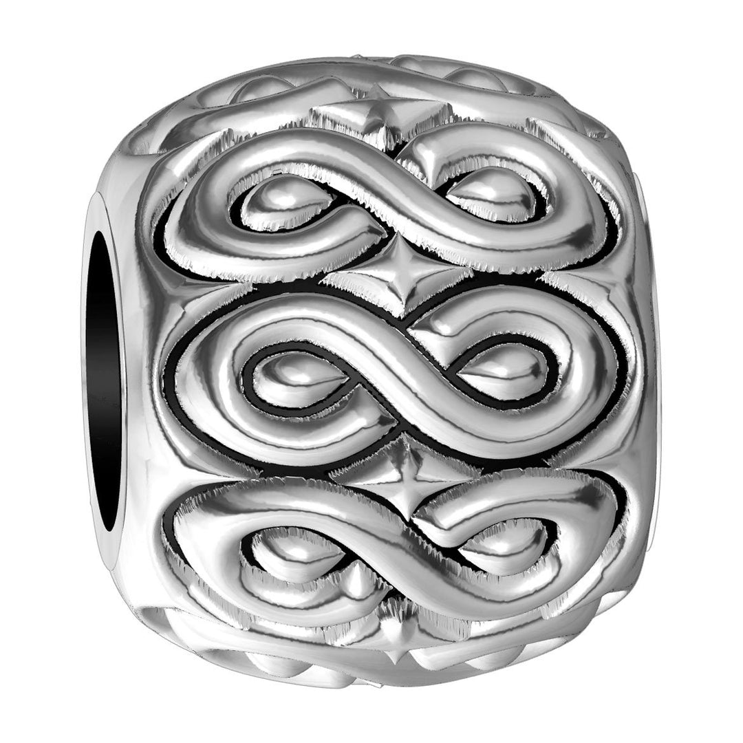 Repeating Infinity Symbol Charm Bracelet Bead in 14K White gold