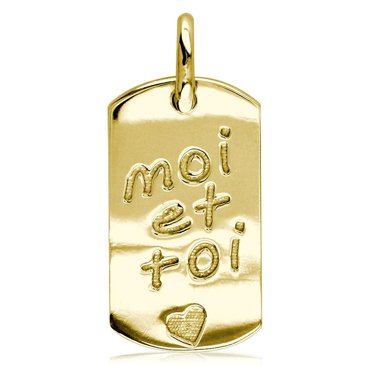 Moi Et Toi, Me and You, Dog Tag Charm in 14K Yellow Gold